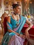 Enchanting Lavender Silk Saree with Patola Design -Saree Unstitched women's fashion mart