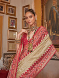Passionate Off-White Silk Saree with Traditional Patola Design - women's fashion mart