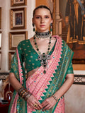 Blazing Peach Silk Saree with Traditional Patola Design - women's fashion mart