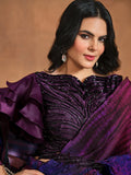 Radiant Dark Purple Satin Silk Printed Ready To Wear Saree - women's fashion mart
