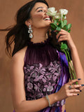 Passionate Purple Satin Silk Printed Ready To Wear Saree - women's fashion mart