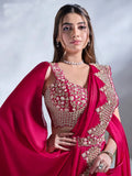 Designer Red Ready To Wear Crepe Satin Silk Saree - women's fashion mart