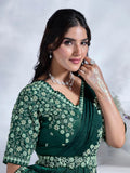 Graceful Green Ready To Wear To Tone Satin Silk Saree - women's fashion mart