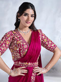 Phenomenal Pink Ready To Wear To Tone Satin Silk Saree - women's fashion mart