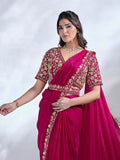 Phenomenal Pink Ready To Wear To Tone Satin Silk Saree - women's fashion mart