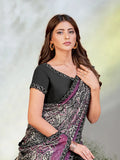 Pleasing Black Ready To Wear Crepe Satin Silk Saree - women's fashion mart