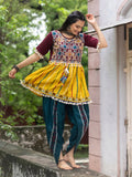 Wine and Yellow Embroidered  Kedia Set for Navratri - women's fashion mart