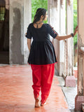 Black and Red Embroidered  Kedia Set for Navratri - women's fashion mart