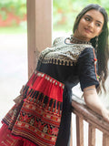 Black and Red Embroidered  Kedia Set for Navratri - women's fashion mart
