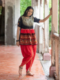 Black and Red Embroidered  Kedia Set for Navratri - women's fashion mart
