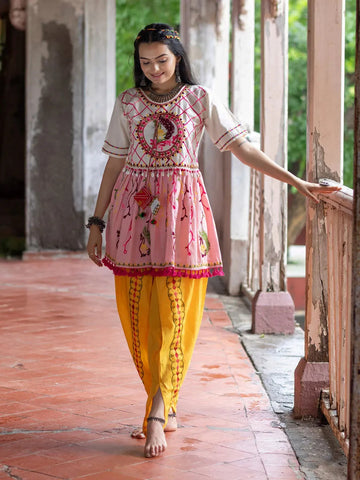 Off-White Embroidered  Kedia Set for Navratri - women's fashion mart