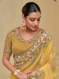 Glorious Mustard Banarasi Silk Embroidered Saree - women's fashion mart