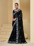 Astonishing Black Banarasi Silk Embroidered Saree - women's fashion mart