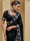 Astonishing Black Banarasi Silk Embroidered Saree - women's fashion mart