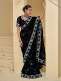 Astonishing Black Banarasi Silk Embroidered Saree - women's fashion mart