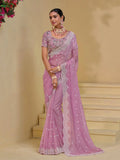 Magical Pink Banarasi Silk Embroidered Saree - women's fashion mart