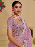 Magical Pink Banarasi Silk Embroidered Saree - women's fashion mart