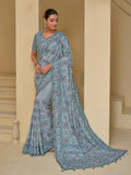 Luxurious Grey Banarasi Silk Embroidered Saree - women's fashion mart