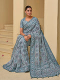 Luxurious Grey Banarasi Silk Embroidered Saree - women's fashion mart