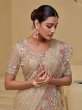 Captivating Cream Banarasi Silk Embroidered Saree - women's fashion mart