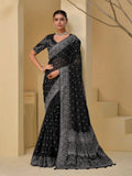 Fabulous Black Banarasi Silk Embroidered Saree - women's fashion mart