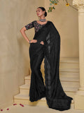 Gorgeous  Black Banarasi Silk Embroidered Saree - women's fashion mart