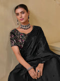 Gorgeous  Black Banarasi Silk Embroidered Saree - women's fashion mart