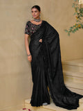 Gorgeous  Black Banarasi Silk Embroidered Saree - women's fashion mart