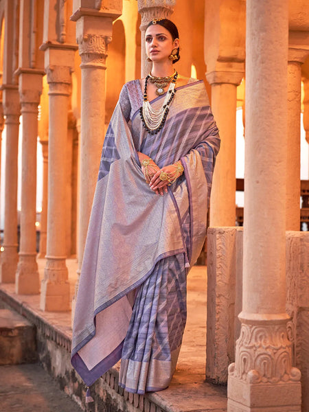 Luxurious Lavender Viscose Silk Printed Saree - women's fashion mart