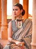 Gorgeous Silver Grey Viscose Silk Printed Saree - women's fashion mart
