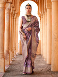 Impressive Dark Purple Viscose Silk Printed Saree - women's fashion mart