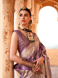Impressive Dark Purple Viscose Silk Printed Saree - women's fashion mart