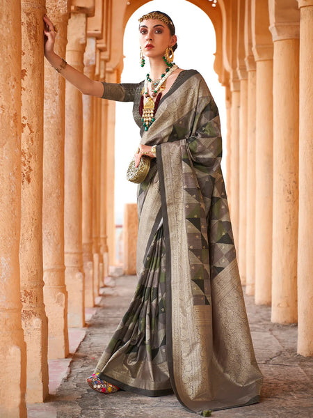 Superb Mehndi Green Viscose Silk Printed Saree - women's fashion mart