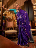 Purple Pure Satin Silk Designer Saree - women's fashion mart