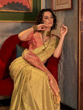 Mesmerizing Mustard Tussar Silk Handloomed Saree - women's fashion mart