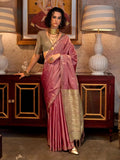 Peerless Pink Tussar Silk Handloomed Saree - women's fashion mart