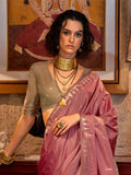 Peerless Pink Tussar Silk Handloomed Saree - women's fashion mart