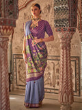Luminous Lavender Designer Rajwadi Printed  Silk Saree - women's fashion mart