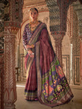 Heartwarming Wine Designer Rajwadi Printed  Silk Saree - women's fashion mart