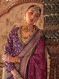 Heartwarming Wine Designer Rajwadi Printed  Silk Saree - women's fashion mart