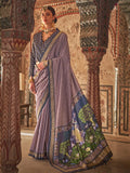 Iconic Light Purple Designer Rajwadi Printed  Silk Saree - women's fashion mart