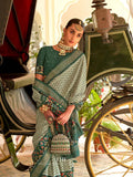 Flawless Green Silk Saree with Designer Hathi Pallu - women's fashion mart