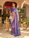 Luminous Lavender Silk Saree with Designer Hathi Pallu - women's fashion mart