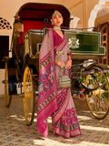 Pleasing Pink Silk Saree with Designer Hathi Pallu - women's fashion mart