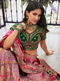 Elegant Embroidered Pink Silk  Lehenga Choli Set - women's fashion mart