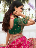 Elegant Embroidered Pink Silk  Lehenga Choli Set - women's fashion mart