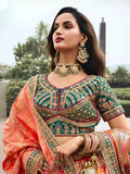 Elegant Embroidered Orange-Yellow Silk  Lehenga Choli Set - women's fashion mart