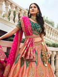 Elegant Multi-Color Embroidered  Silk  Lehenga Choli Set - women's fashion mart