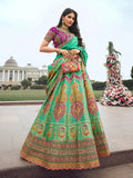 Elegant Embroidered Mint Green Silk  Lehenga Choli Set - women's fashion mart
