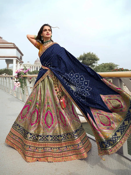 Elegant Multi-Color Silk  Embroidered Lehenga Choli Set - women's fashion mart